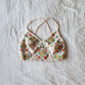 Boho Embroidered Crop Top